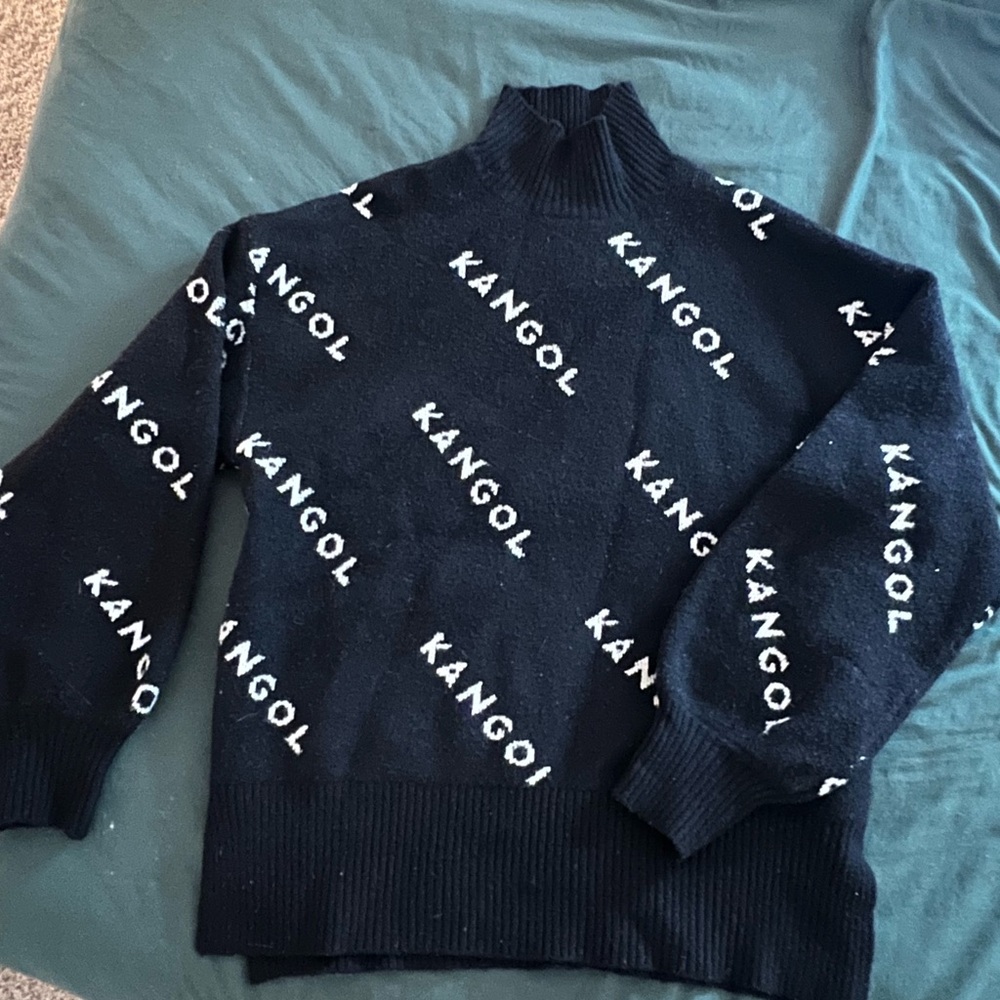 Kangol Logo Turtleneck Sweater in Black
